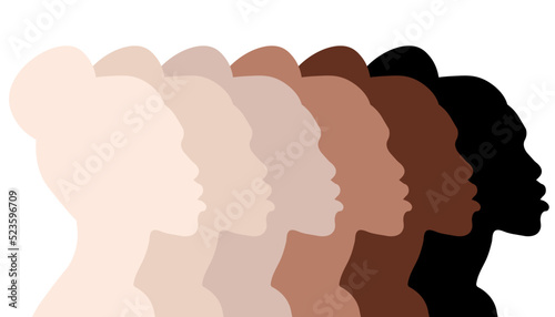 African american women, beauty, fashion, portrait, skin tone colour, women of color, vector illustration