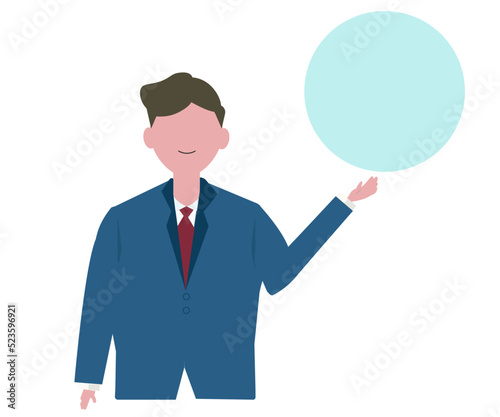 案内をするスーツの男性 ビジネスウーマン WEBバナー 背景 ベクターイラスト