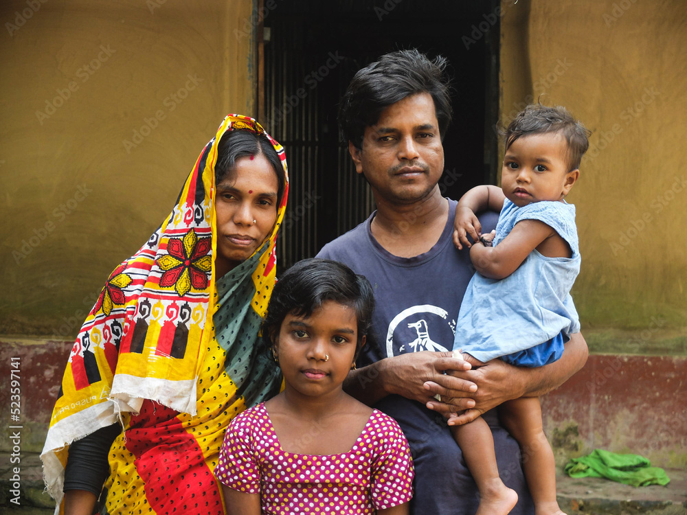 South asian family photo , Bangladeshi hindu religious nuclear family