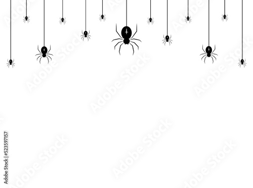 Vector realistic isolated seamless pattern with hanging spiders
