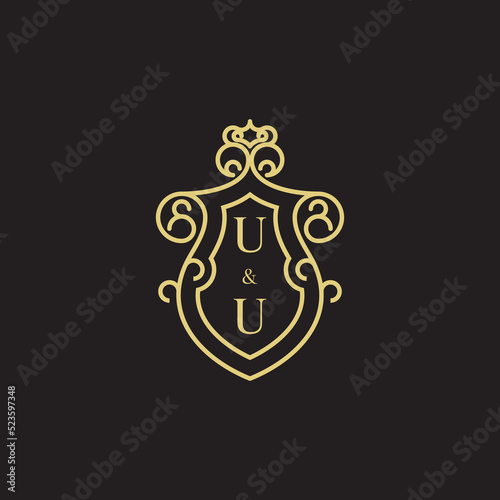 UU shield line vintage initial logo design which is good for branding photo