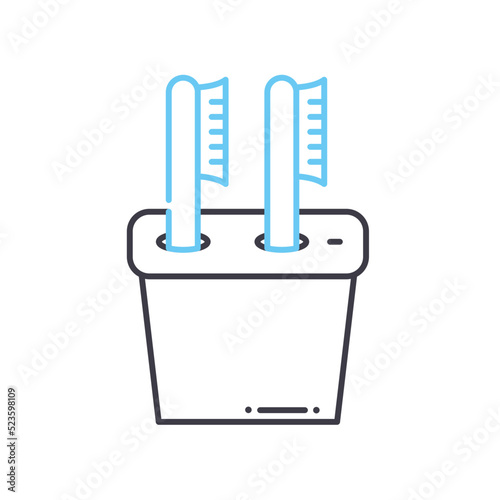 bamboo toothbrush and comb line icon, outline symbol, vector illustration, concept sign
