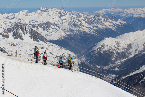 skiers on ski resort