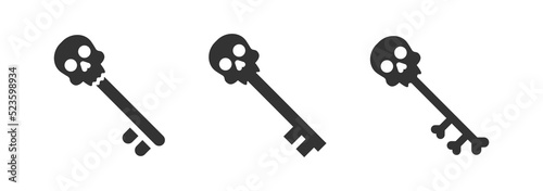 Skull key icon. Flat vector illustration.
