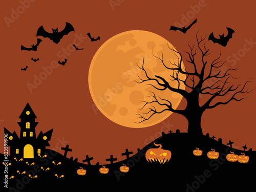 Flat happy halloween illustraiton 03