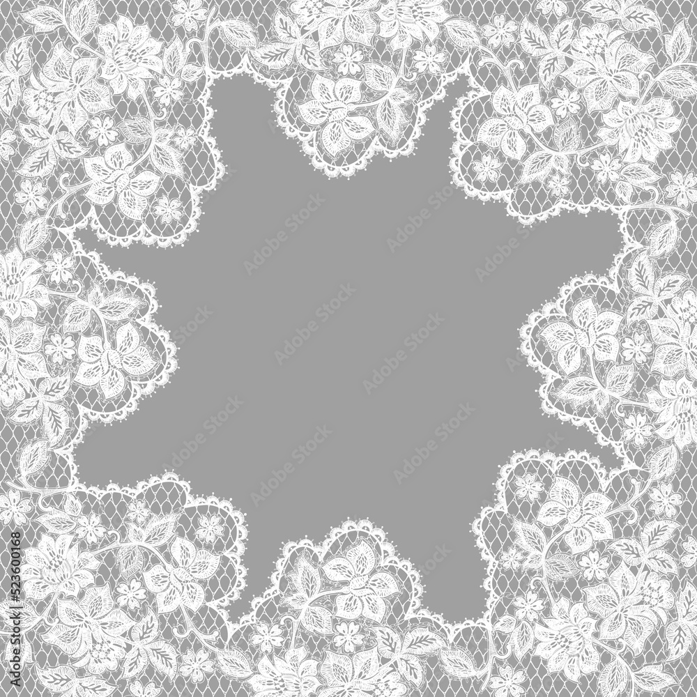 Vector Detailed White Lace Doily Frame Design Vector Detailed White Lace Doily Frame Design