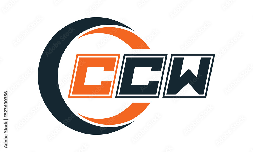 CCW three-letter circle logo design. custom font logo vector template