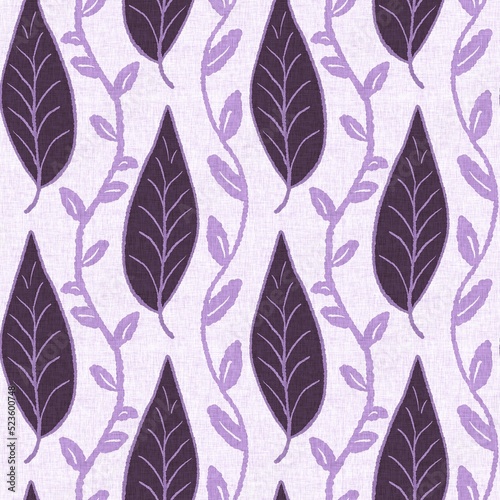 Gender neutral purple botanical foliage seamless raster background. Simple whimsical 2 tone pattern. Kids floral nursery wallpaper or scandi all over print.