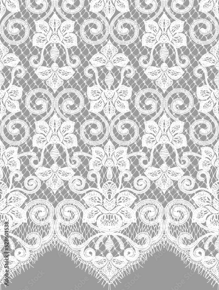 Seamless Vector Detailed White Lace Border