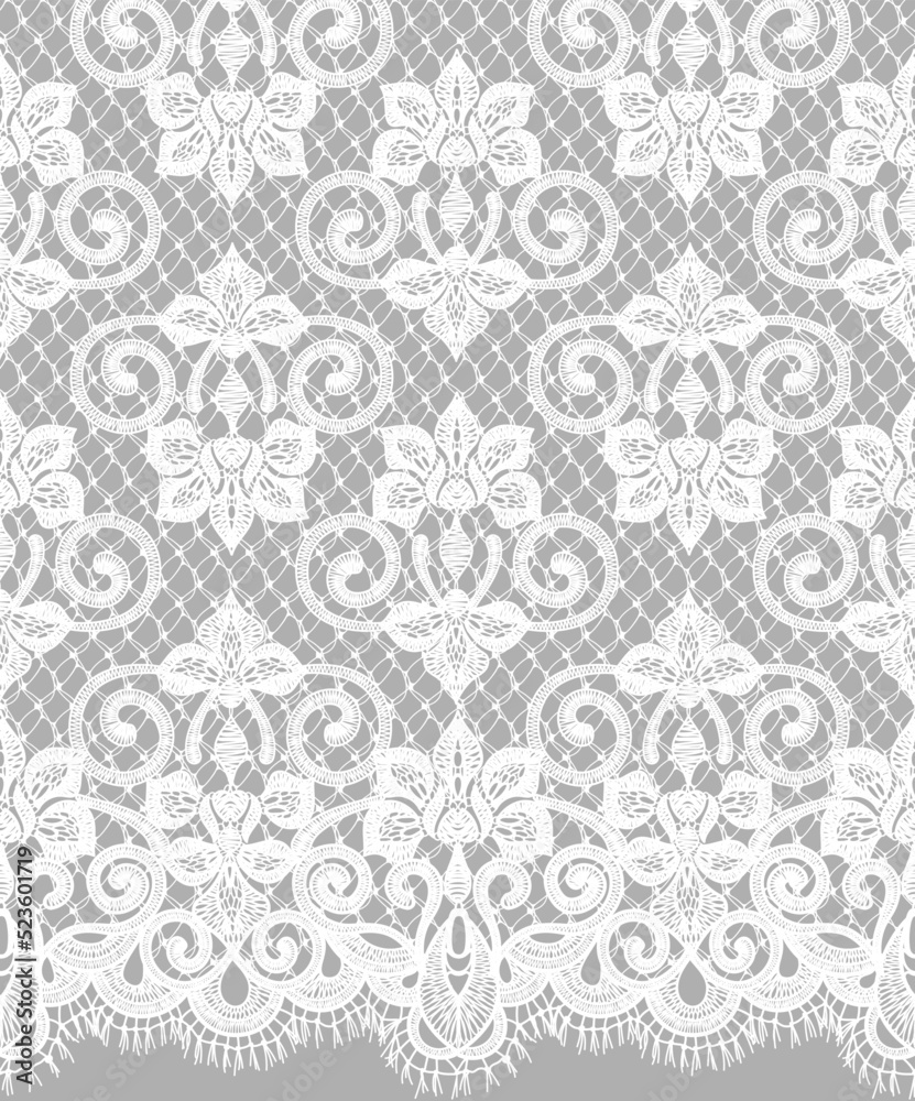 Seamless Vector Detailed White Lace Border Seamless Vector Detailed White Lace Border
