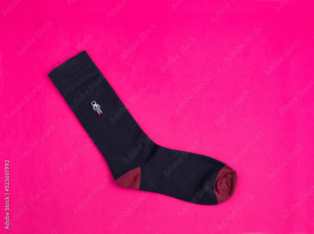 Long sock for men with astronaut in blue - Fuchsia background Long sock for men with astronaut in blue - Fuchsia background
