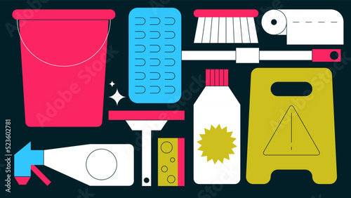 Cleaning Supplies Flat Illustration