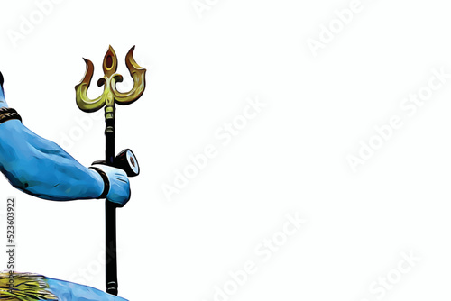 Vector illustration of trident or The trishula. Lord shiva's trident in his hand.  photo