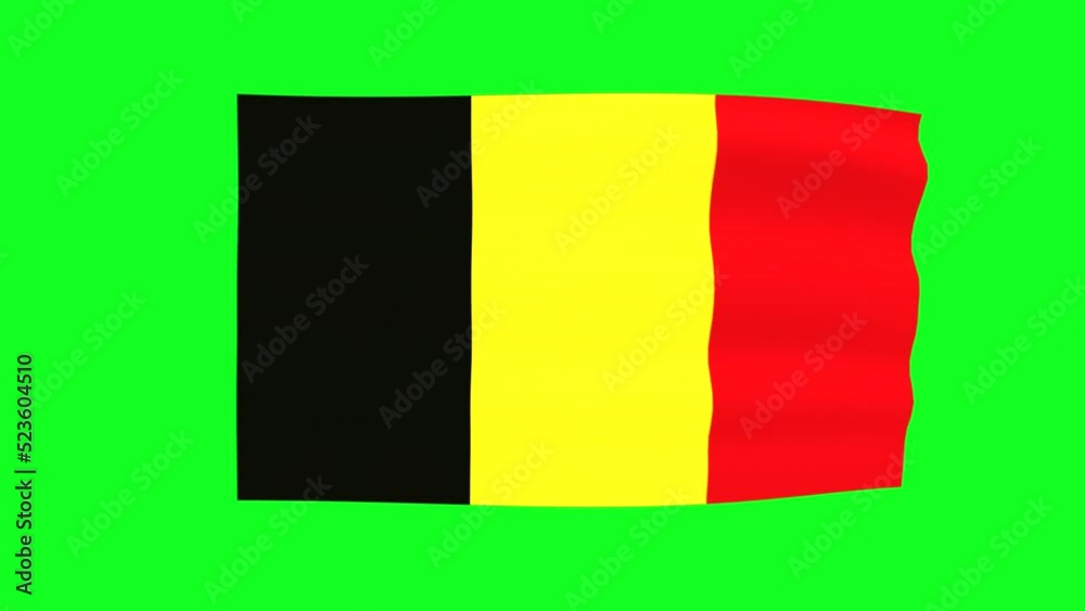 Waving flag of Belgium on green screen. 3D animation. 4K Waving flag of Belgium on green screen. 3D animation. 4K