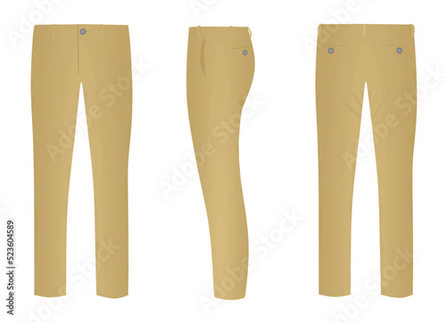 Brown chino pants. vector illustration