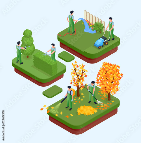 Professional Gardening Isometric Elements