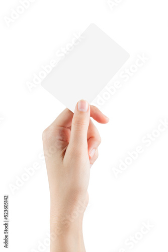 Female hand hold blank card photo