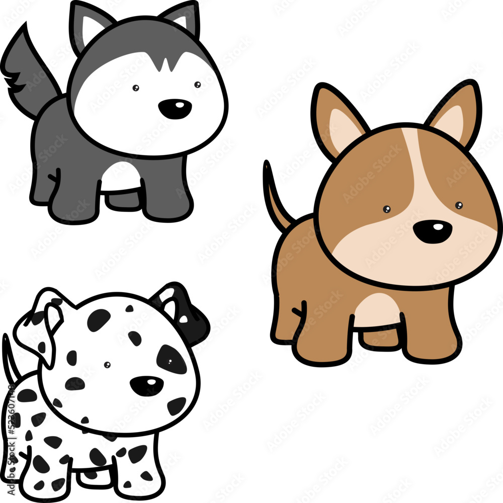 chibi kawaii dogs character cartoon set pack illustration. vector format chibi kawaii dogs character cartoon set pack illustration. vector format