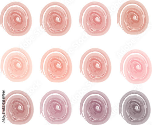 Abstract watercolor brush palette background. Pink color for pomade and lip gloss template.