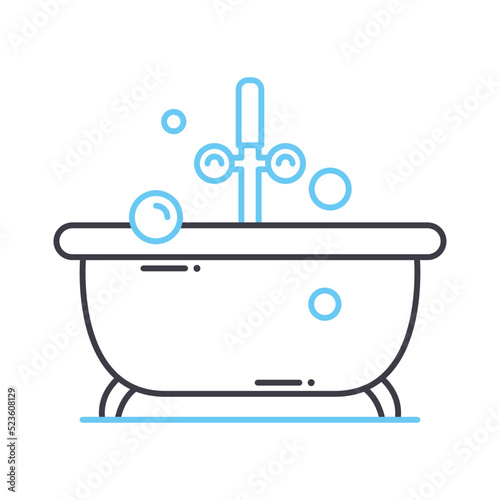 bathtub line icon, outline symbol, vector illustration, concept sign