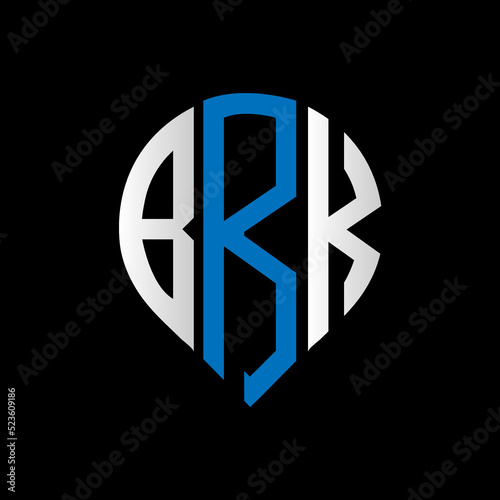 BRK logo monogram isolated on circle element design template, BRK letter logo design on black background. BRK creative initials letter logo concept. BRK letter design.
 photo