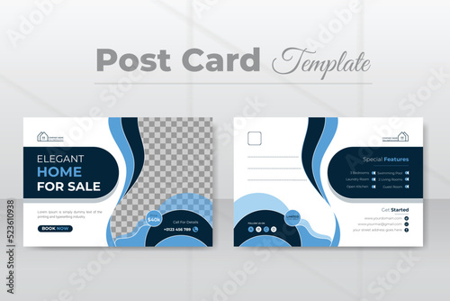 Real estate postcard design template with creative modern layout. Invitation Design, Event Card Design, Direct Mail Template, leaflet.