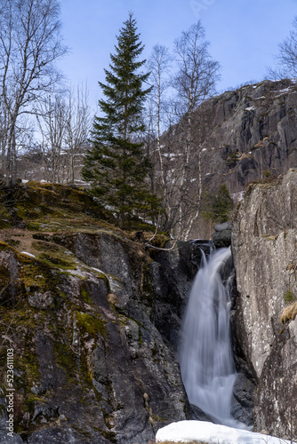Small cascading waterfalls in the Brattlandsdalåa valley, between Ullensvang and Suldal municipality photo