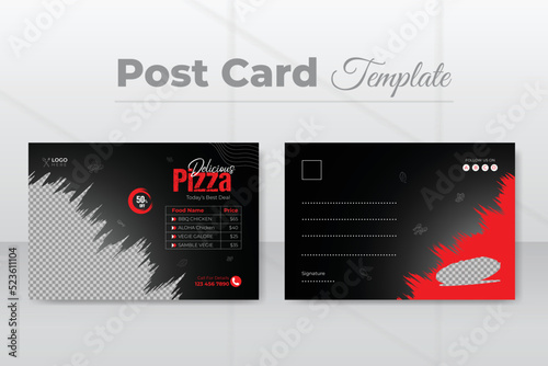 Delicious and restaurant food postcard design template Restaurant Food Menu EDDM with gradient color