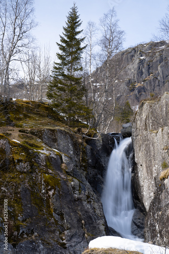 Small cascading waterfalls in the Brattlandsdalåa valley, between Ullensvang and Suldal municipality photo