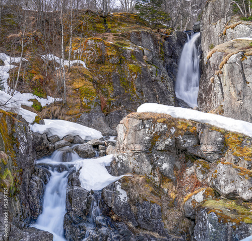 Small cascading waterfalls in the Brattlandsdalåa valley, between Ullensvang and Suldal municipality photo