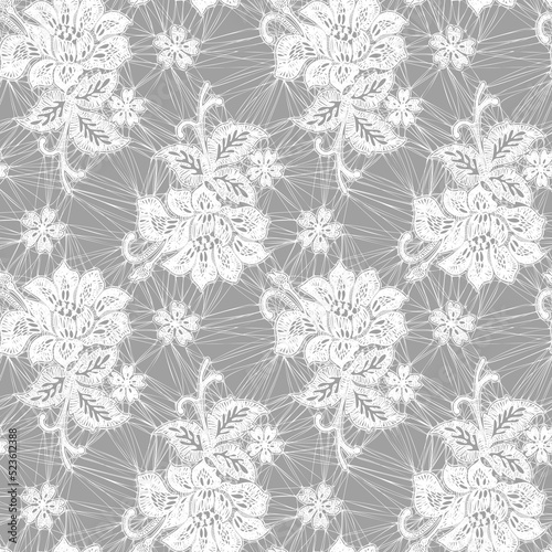 Seamless Vector Detailed White Lace Pattern