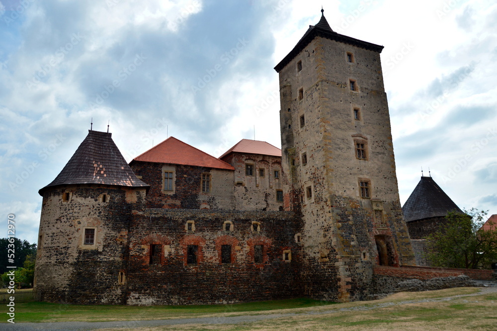 The water castle of Švihov - courtyard with the entrance tower of the inner circle (Europe – Czech Republic)