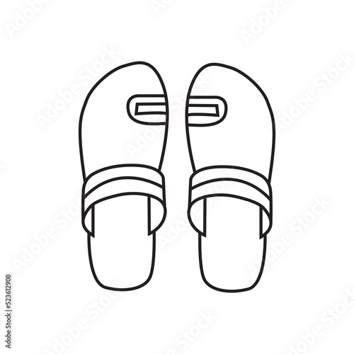Doodle of flip-flops isolated on white background. Slippers 
drawn vector illustration of beach shoes.