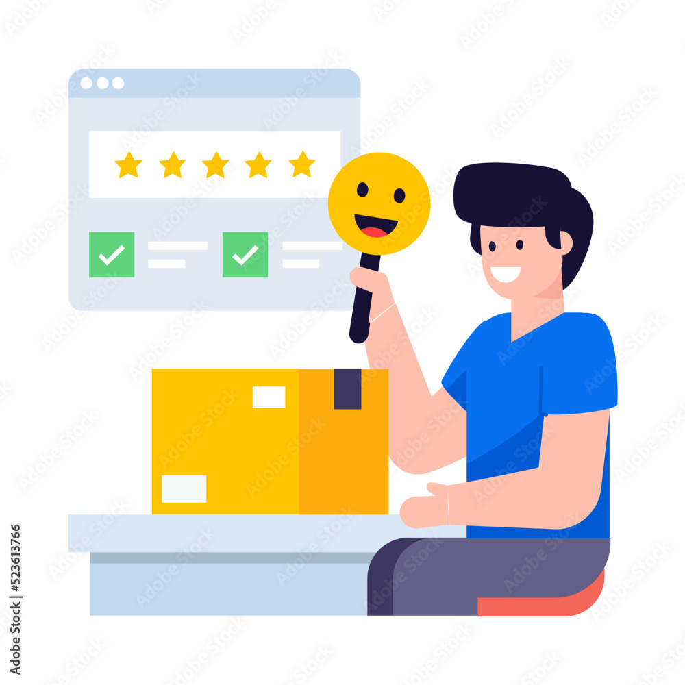 A trendy flat illustration of customer reviews A trendy flat illustration of customer reviews