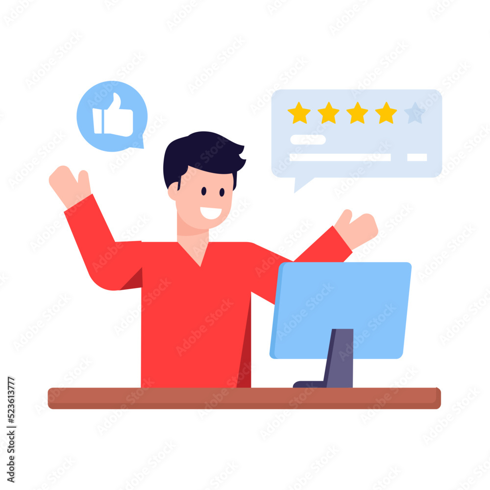 A trendy flat illustration of customer reviews A trendy flat illustration of customer reviews