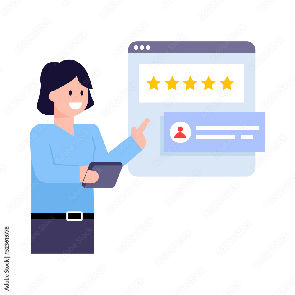 A trendy flat illustration of customer reviews A trendy flat illustration of customer reviews