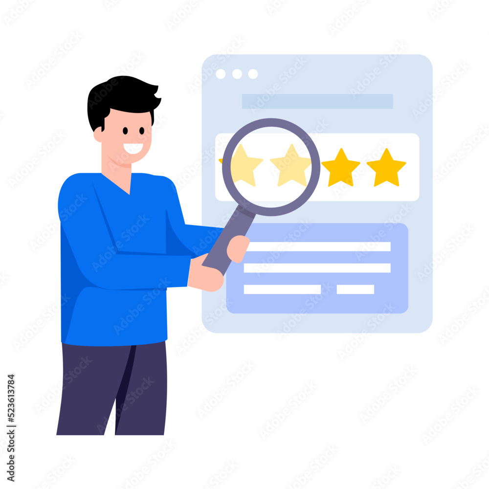 A trendy flat illustration of customer reviews A trendy flat illustration of customer reviews
