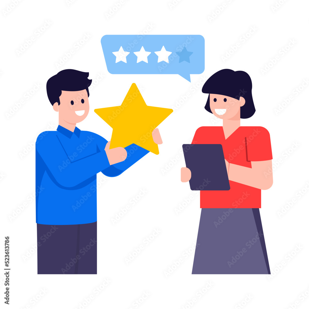 A trendy flat illustration of customer reviews  