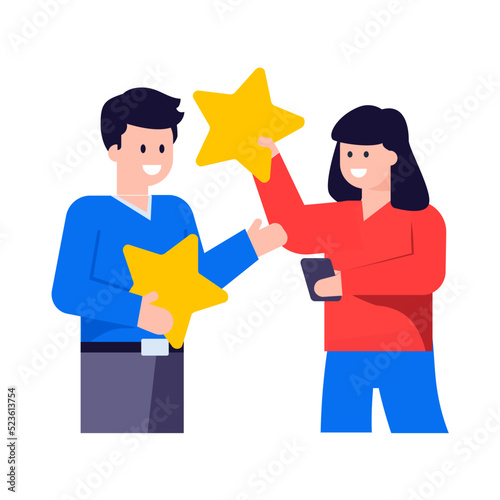 A trendy flat illustration of customer reviews  