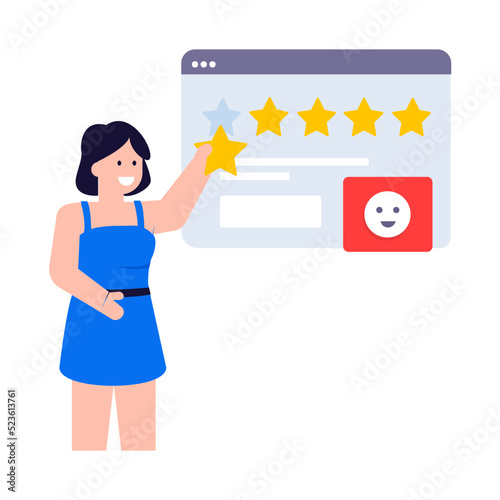 A trendy flat illustration of customer reviews  