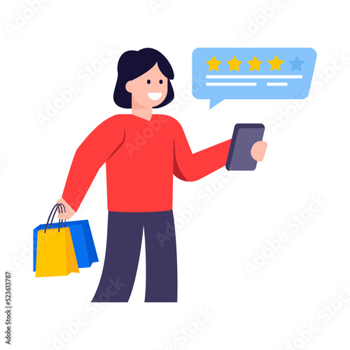 A trendy flat illustration of customer reviews  