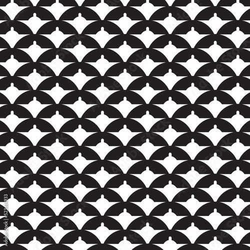 Black and white geometric repeating pattern, abstract background. Vector, illustration.