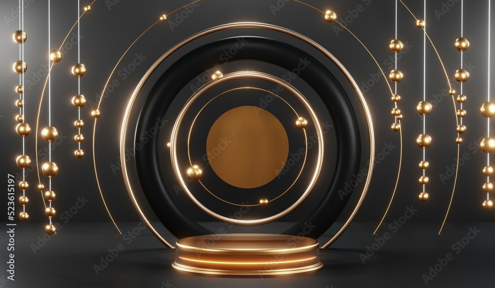 3D rendering of blank product background for cream cosmetics Modern black podium background 3D rendering of blank product background for cream cosmetics Modern black podium background