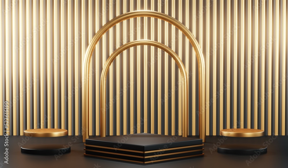 3D rendering of blank product background for cream cosmetics Modern black podium background 3D rendering of blank product background for cream cosmetics Modern black podium background