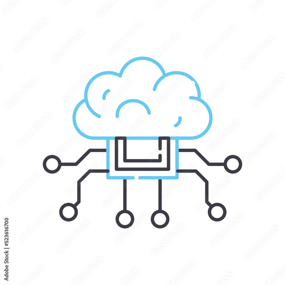 artificial intelligence line icon, outline symbol, vector illustration, concept sign