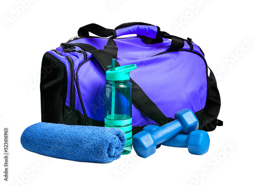 Obraz na plátně Sports bag with sports equipment