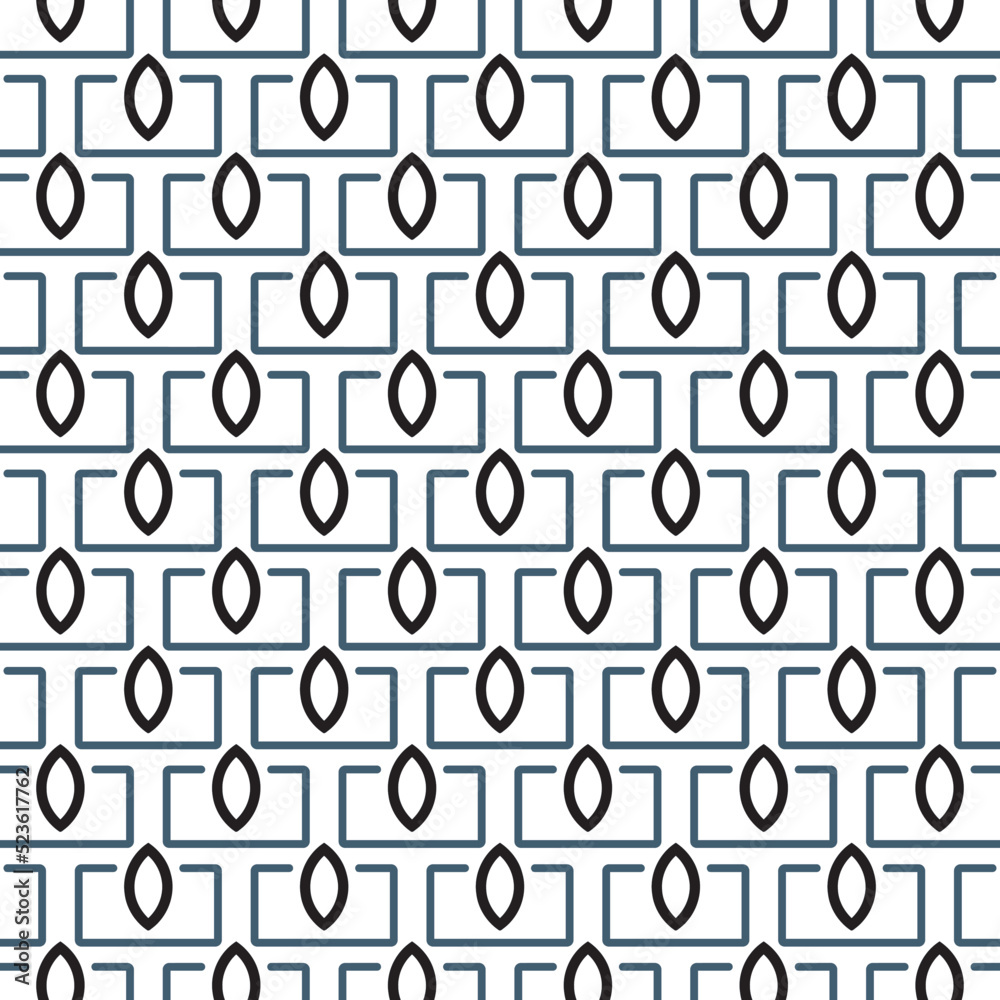 Geometric ornamental vector pattern. Repeated black figures and lines on white background. pattern design with rounds and squares. 