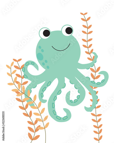Octopus among sea weed