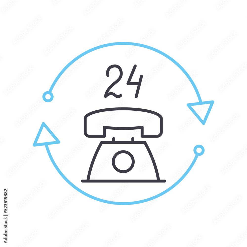 24hr services line icon, outline symbol, vector illustration, concept sign 24hr services line icon, outline symbol, vector illustration, concept sign