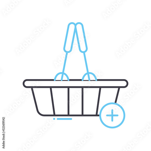 add to basket line icon, outline symbol, vector illustration, concept sign
